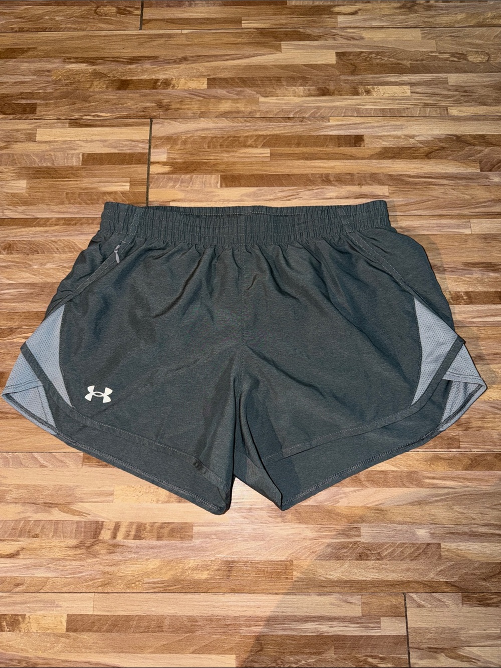 Under Armour Dark Gray Women's Running Shorts with Light Gray Panels